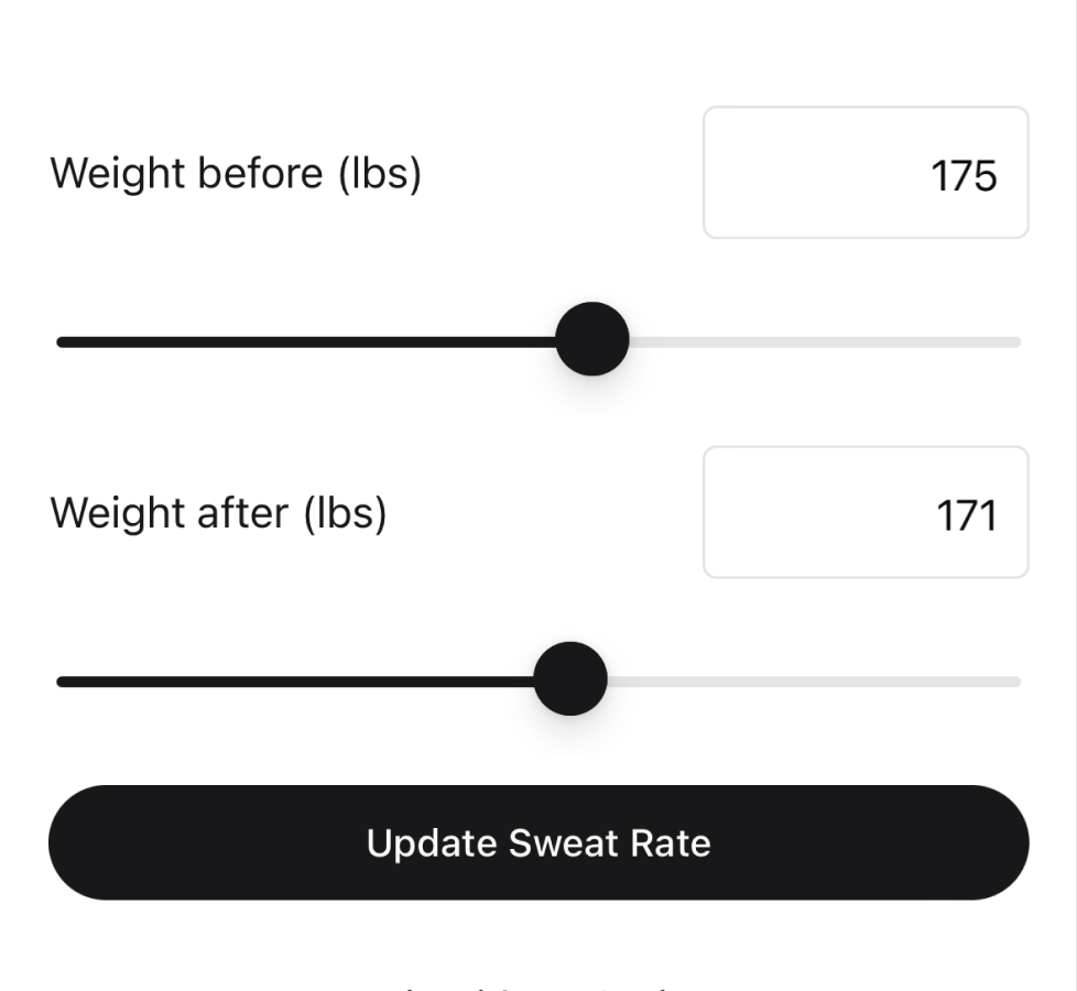 App Enter Sweat Rate