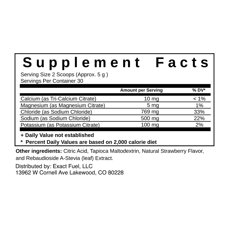 Exact Fuel Drink Mix Nutrition Facts