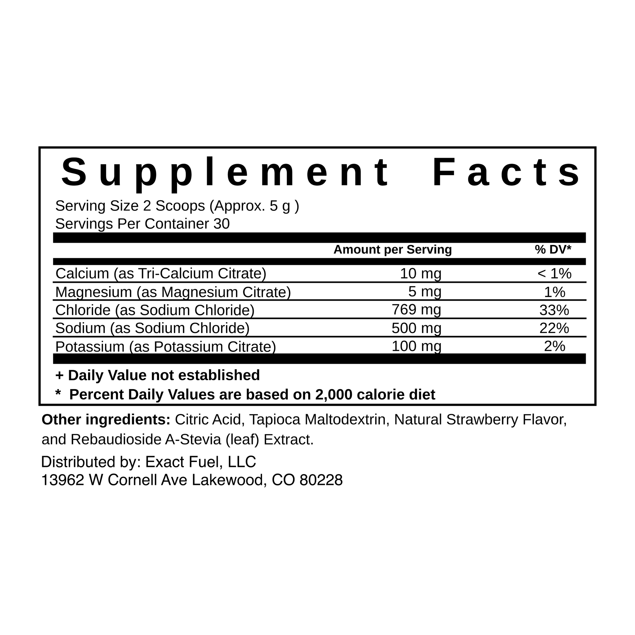 Exact Fuel Drink Mix Nutrition Facts